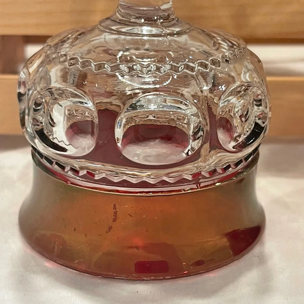 ☀️2/$20 Pair (2) Tiffin Ruby Red Kings Crown Thumbprint Cordials Small Goblets